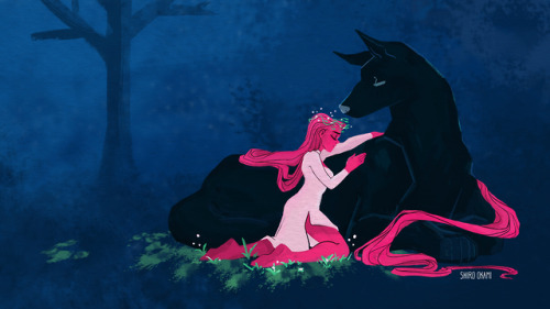 shirookami:Lore Olympus became my new  obsession so here is a fanart of Persephone & Cerberus I’