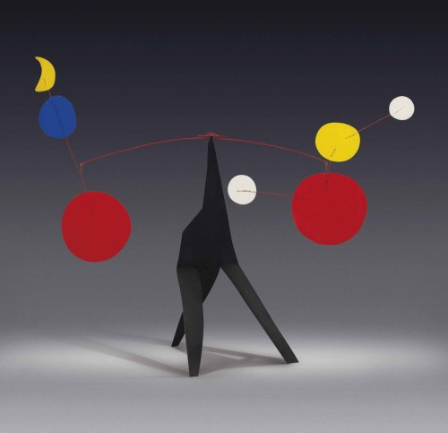 Alexander Calder, Two-Toned Moon, 1975, Standing mobile&ndash;sheet metal, wire and paint, 33 x 43 x