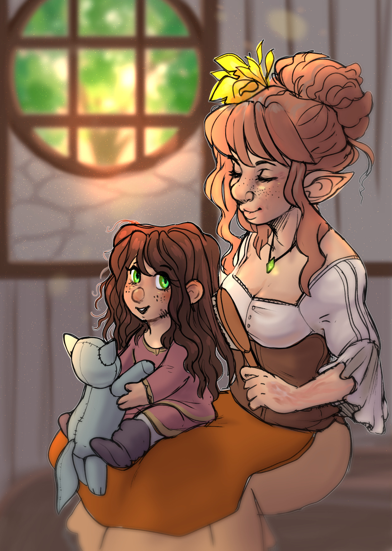 [The Hobbit] Leanna and her/Bofur's little one, Myrra (dwobbit) ♥  She has lots of hair!Made for an intro for my 