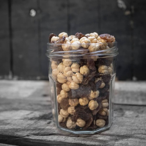 Looking for a friend who happily eats justthe roasted chickpeas so that I can have just the raisins.