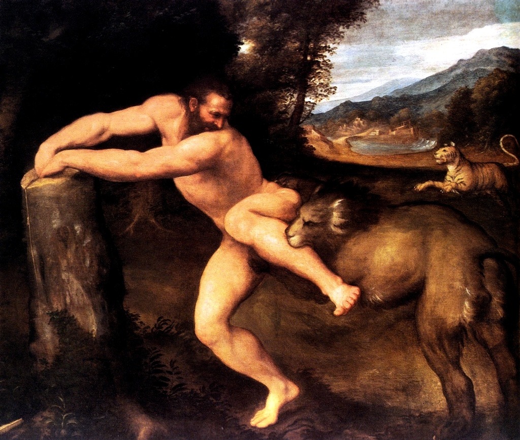 forthememoryofepicurus:  Pordenone (Italian, 1483/4-1539), Milo of Croton attacked