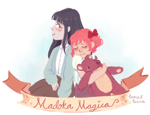 puella magi madoka magicahomura and madoka