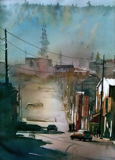 Village at  Andes Montains ,Peru - Roger OncoyWatercolour on paperContemporary Art