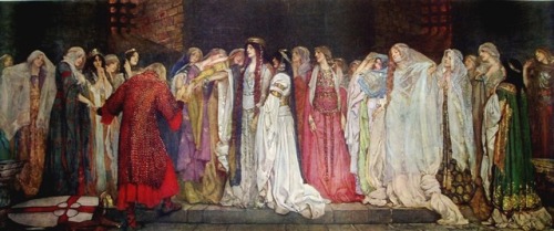 Castle Of Maidens  ⚜️ Artist: Edwin Austin Abbey (1852-1911) Date: c.1890  (Full version)