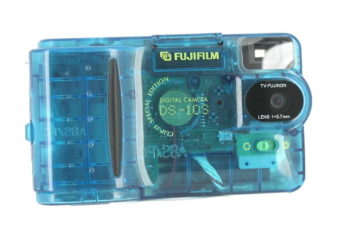 y2kaestheticinstitute:Fujifilm Clip-It DS-10S Digital Camera (1997)A special translucent model only 