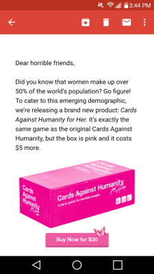 officialagentmaine:Cards Against Humanity just murdered every company that gender markets