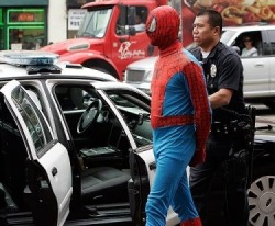 thetomska:  Andrew Garfield arrested for attempting to kidnap kids dressed as Spider-Man at Kids’ City, London (April 8, 2014) 