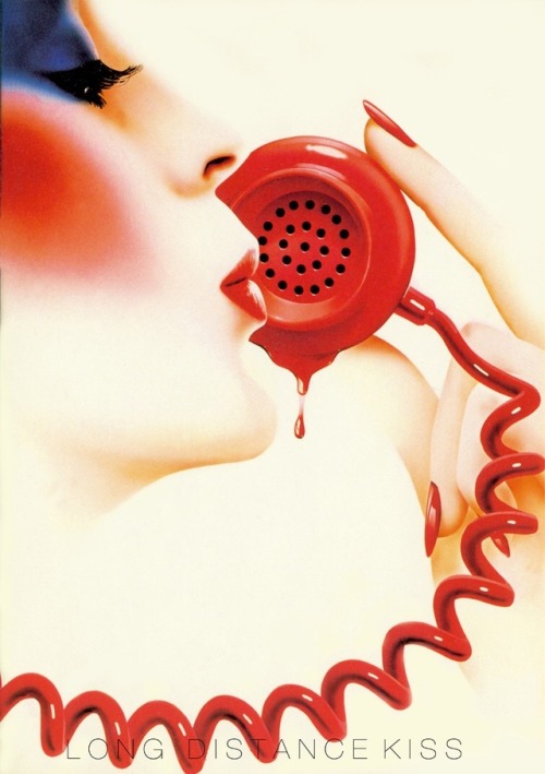 talesfromweirdland:The famous 1982 LONG DISTANCE KISS poster, by Syd Brak.