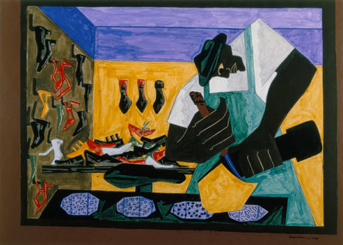 The Shoemaker, 1945, Jacob Lawrencehttps://www.wikiart.org/en/jacob-lawrence/the-shoemaker-1945
