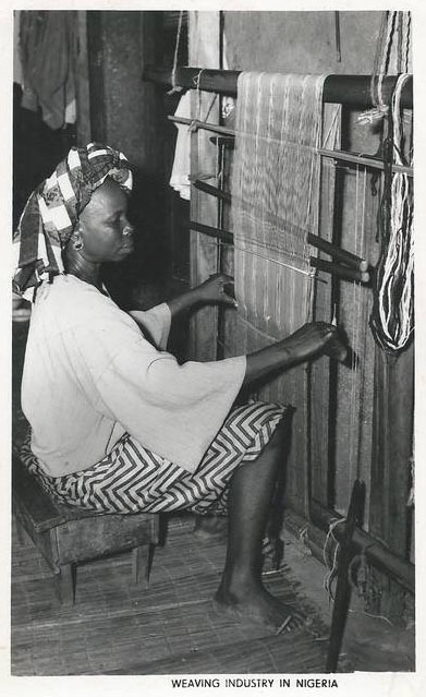 A Yoruba woman handling a hand loom, 1960s
Vintage Nigeria