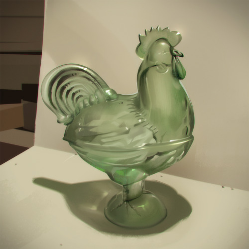 powersimon:A glass chicken still life!I was gonna draw a chicken, and we happened to have this fancy