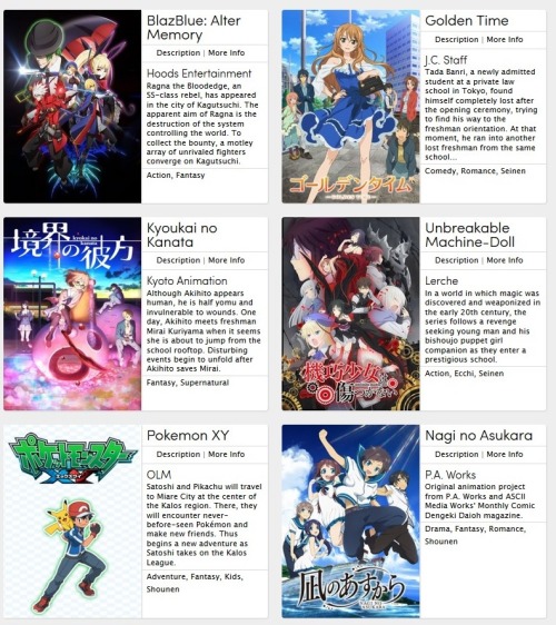 komeweenie:  Fall 2013 Anime 