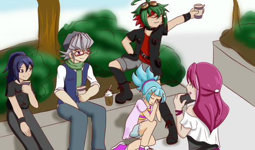 oddeyesarcpendulumdragon: Arc V Month Day 2: Slice of Life Just some kids going for coffee in a peac