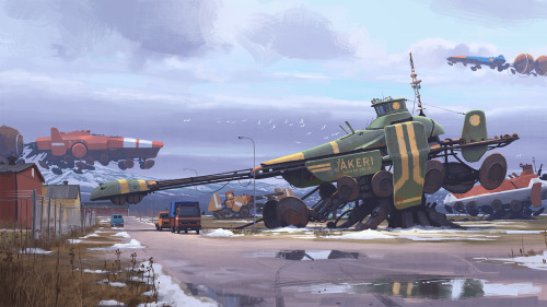 simonstalenhag:  The Ships Of The NorthThe Swedish magnetrine transportation industry, circa mid 1980s.From simonstalenhag.se