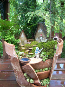 viral-creek:  Broken Terracotta Pot Garden