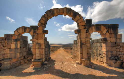 historyfilia:Tingis gate and Decumanus Maximus, Volubilis (Morocco)