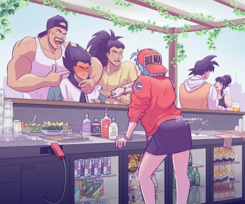 Return to the modern day AU where the Saiyans love Earth () and Bulma owns a bar?? Don’t ask, just g