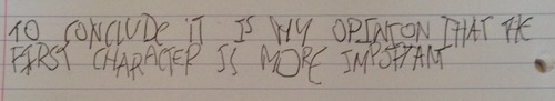 waitrose:  hand writing at the start of an exam  hand writing at the end of an exam  