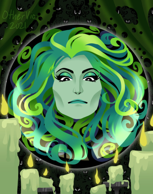 othervio:  Days 16-18 of Color-Fall: [Green] Madame Leota is my favorite Haunted Mansion character! 