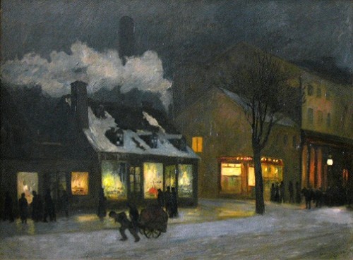 Winter Night, Craig Street, Montreal, 1899, Maurice Galbraith Cullen. Canadian (1866 - 1934)- Oil on
