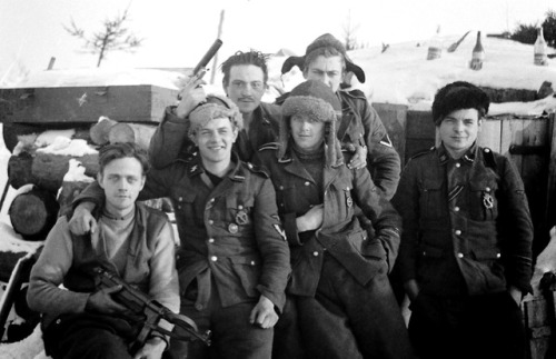 Danish volunteers of the Free Corps Denmark (Danish: Frikorps Danmark) pose for a group photograph d