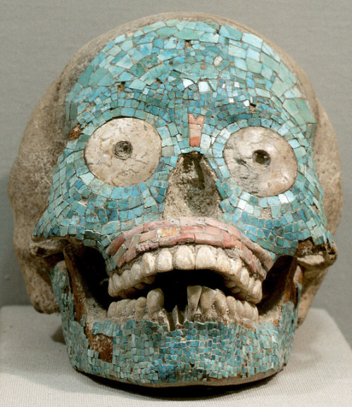 tlatollotl: Skull with Mosaic Inlay Mexico, Oaxaca or Puebla, Mixtec or Zapotec, 1400-1521 LACMA