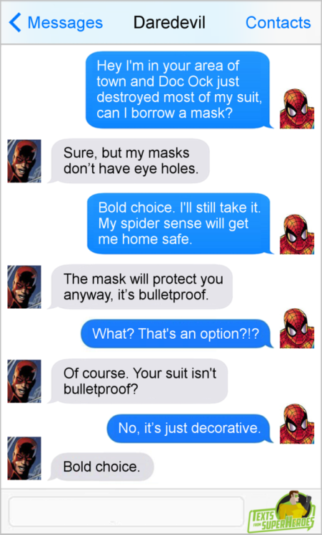 tiger-thoughts-and-things: fromsuperheroes: Texts From Superheroes: The Best of Spider-Man How is Da