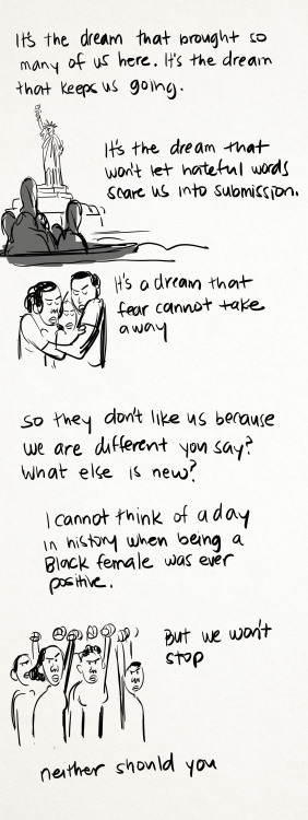aphtoncorbin:  I made a comic, to express some of the emotions I’ve felt due to the latest election results! We have work to do.  
