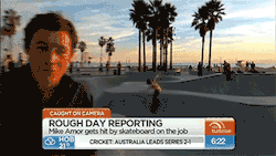 nice-wig-janis:  queenofsk8ing:nice-wig-janis:  this is why i love living in australia   that’s in Venice… California…. and it’s a Australian morning talk show.. with an Australian reporter  Every time it hits him I make a noise lol