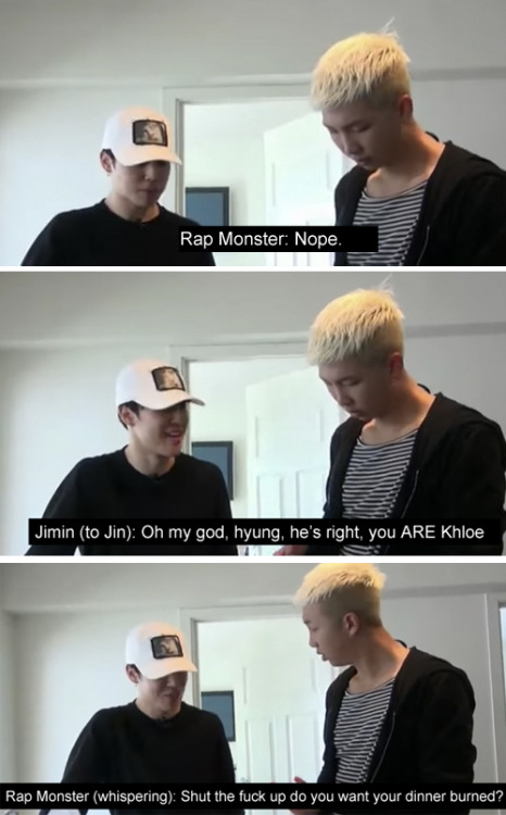 inthemoodforjimin: bang-tan: when shit gets 2 real with 2seok @blondejeon @violetjimin