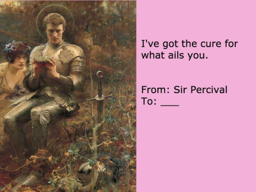 fuckyeaharthuriana:forthegothicheroine:Knights of the Round Table valentines.These are beautiful!