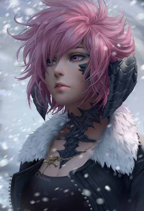 rarts:Beautiful Au Ra girl: Final Fantasy XIV game digital art [Artist: ChubyMi]