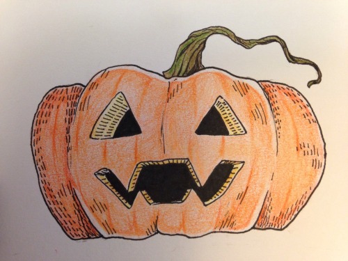 Inktober day 6  I&rsquo;m on a pumpkin kick  also i think i still dont like prismacolors&hel