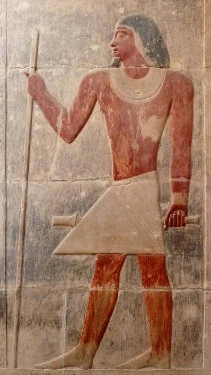 Painted relief of the ancient Egyptian official Kagemni, from his mastaba at Saqqara.  Kagemni 