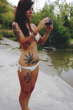 I like the tat on her shoulder.  However, does anyone think I&rsquo;m being judgmental without basis in thinking that the rest of them (especially the pot leaf) just scream, &ldquo;I&rsquo;m as bad at making life choices as a drunken sailor.&quot; 
