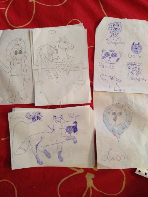 old elementary school drawings aka:1) me on my way to kill a man 2) fox dazzled by pegasus 3) variou