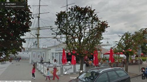 streetview-snapshots: Cafe and preserved ships, al. Jana Pawla II, Gdynia