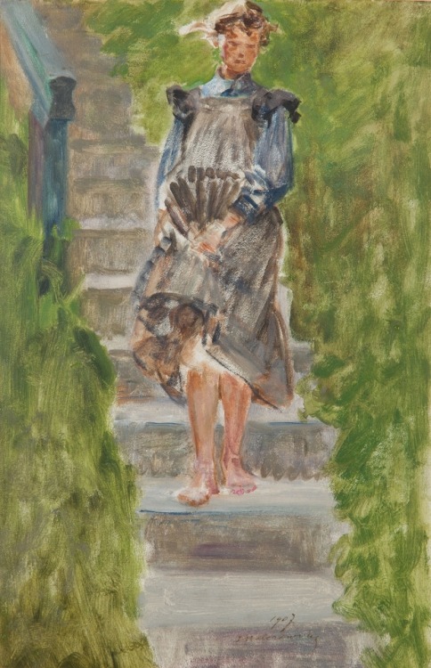 Jacek Malczewski (Polish, 1854-1929). Daughter of artist Julia on the steps to the family villa on t