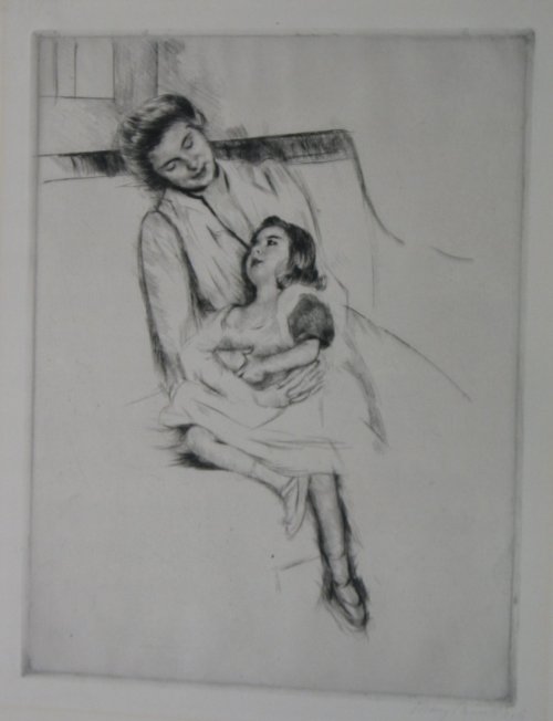 Jeanette and Her Mother on the Sofa, Mary Cassatt, ca. 1902, Brooklyn Museum: American ArtSize: Shee