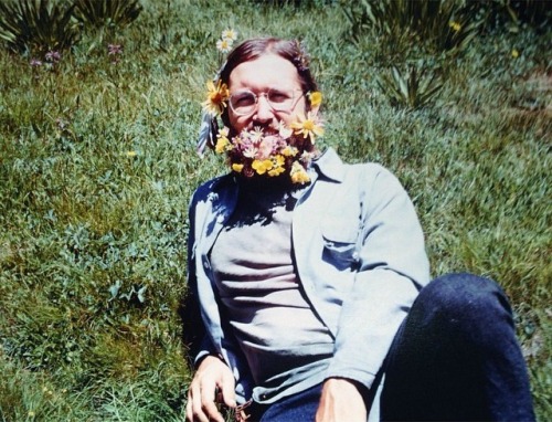 lovechangeseverythang:My mom put these flowers in my dad’s beard in 1977. This is my favorite pictur
