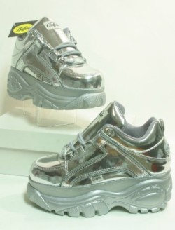 y2kaestheticinstitute:These chrome/metallic Buffalo Platform Sneakers ❤️ (~1998)