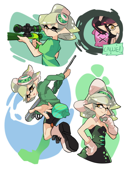 gomigomipomi:  Squid Sisters and some random turf war gears.   <3 <3 <3