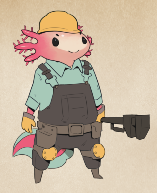 britzmark: Axolotl Engineer!This was one of my favorite drawing requests on reddit. 