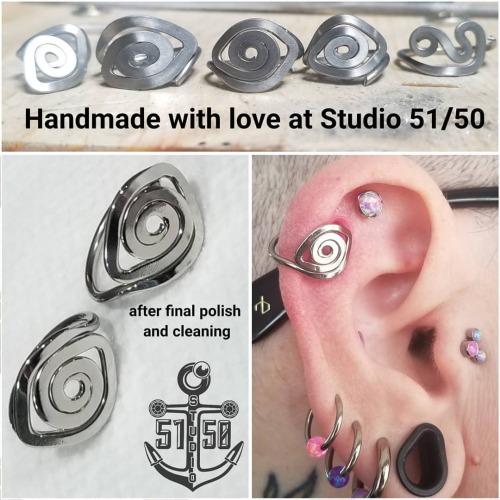 Doris picked up one of our brand new designs today! Handmade helix/conch ring made right here at Stu