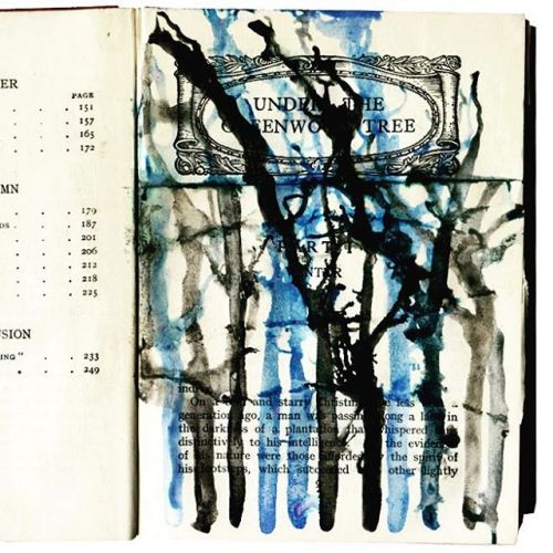 Day 2: inky trees in my #getmessyartjournal altered book art journal ❤ #100daysofhappypattern #the10