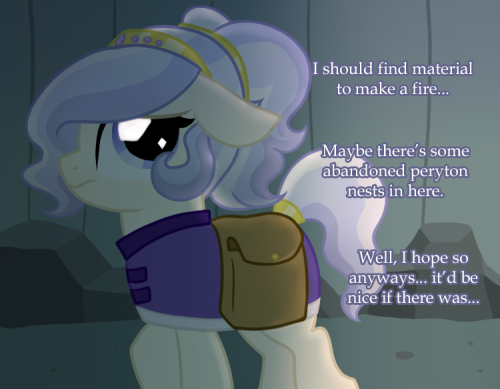 ask-opalescent-pearl:Good thing crystal ponies have dense winter coats.  It’ll keep me warm until I set up that fire…  Now, to find some tinder and kindle…  o: Careful in there!