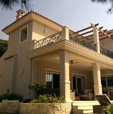 Photo Of A Pergola On A Medium-sized Transitional Stone Front PorchMid-sized Transitional Stone Front