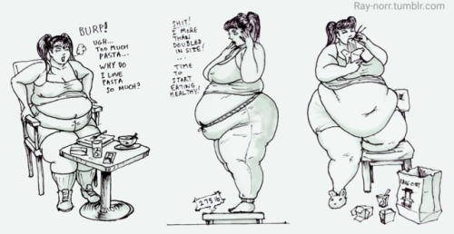 “The Weight Gain of Jenny Weng” Part 1 Just a weight gain sequence I’ve been doodling this past week