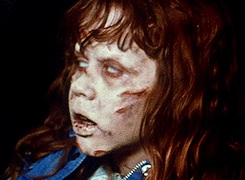 thezeen:  sixpenceee:  Because you just need this gifset of Linda Blair having her demonic contacts inserted on the set of The Exorcist   i heard she went crazy after filming this movie 