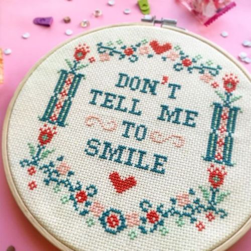 Don’t tell me to smile if you don’t want Happy Friday with me. . #crossstitch #crosstitch #crossst
